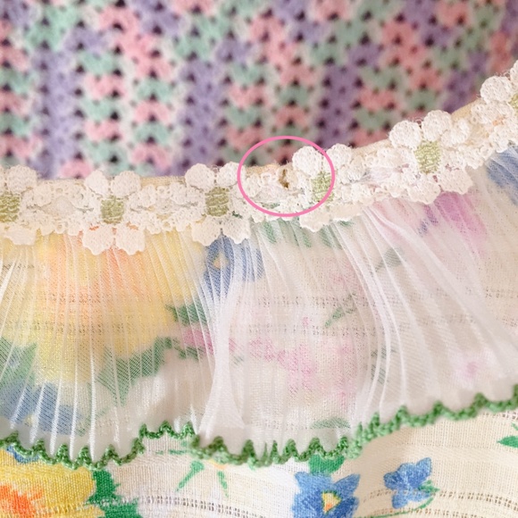 Vintage 70s Yellow Floral Smock Apron OOAK - Picture 5 of 11